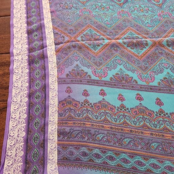 blue sari / 6 yards fabric - Picture 3 of 6